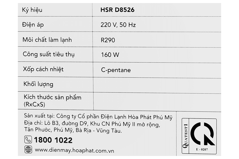 Tu Mat Hoa Phat Inverter 526 Lit Hsr D8526 12