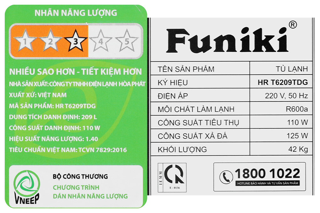Tủ lạnh Funiki 209 lít HR T6209TDG