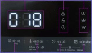 Nhấn giữ hai nút Hẹn giờ và Chức năng