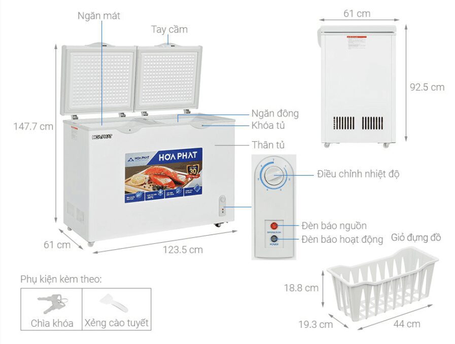 Tủ mát Hoà Phát 2 ngăn 