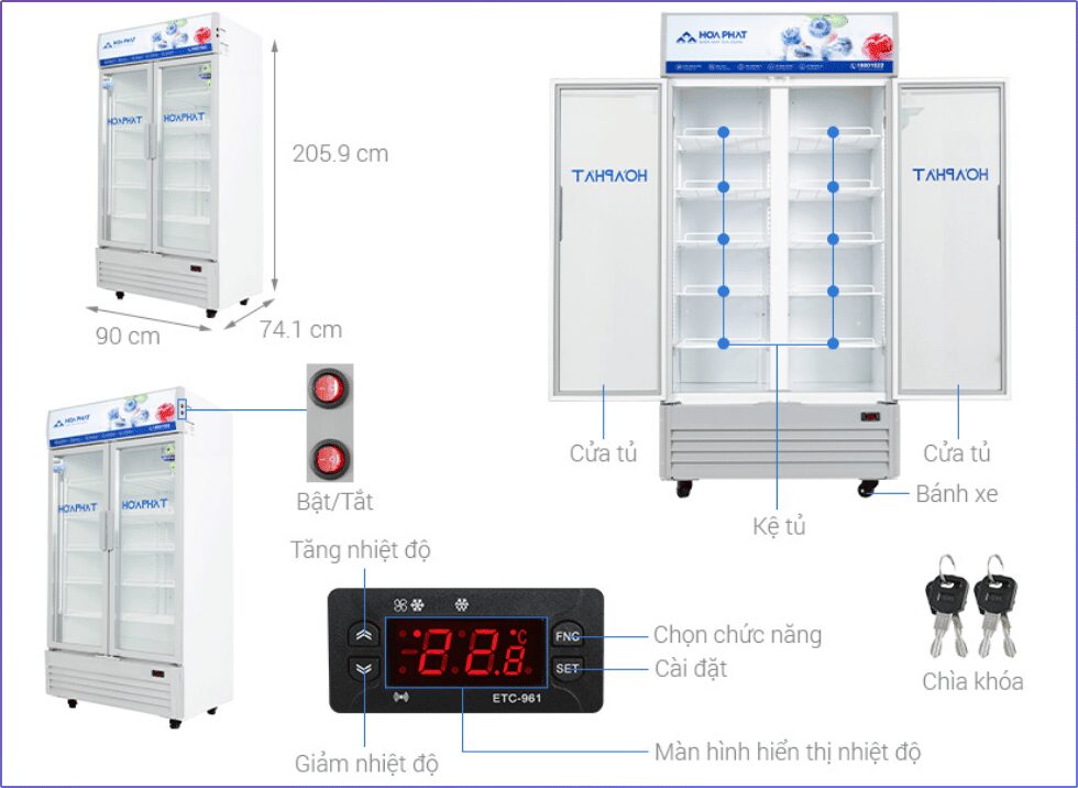 Tủ mát Funiki 2 cánh 